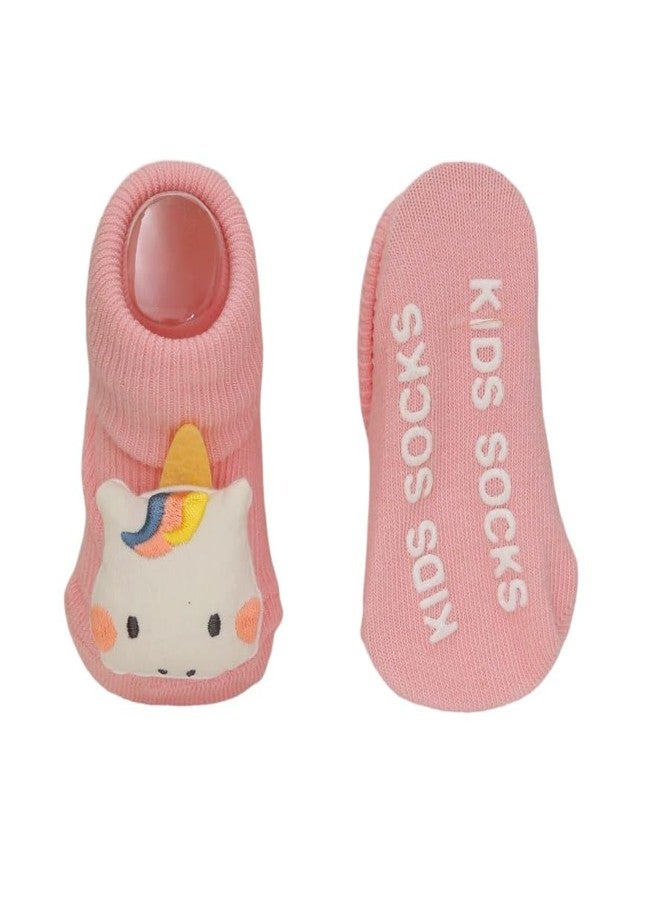 Yellow Bee Unicorn Anti-Skid Stuffed Toy Rattle Socks for Girls, Pink and White, 0-12 Months - Image 3